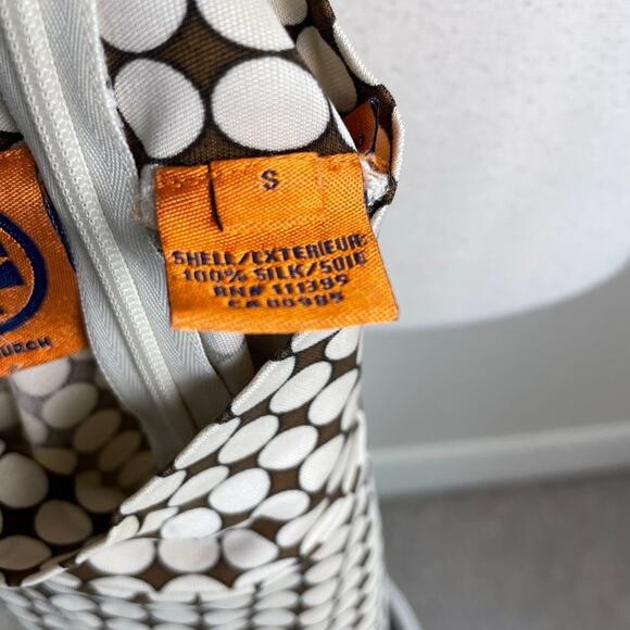 Tory Burch Brown Tan Dot Stretch Knit Back Zip Knit Top Small - Picture 8 of 8